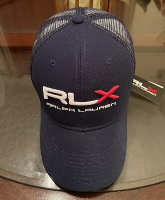 Ralph Lauren RLX Trucker Adjustable High Crown Hat Navy Blue Brand