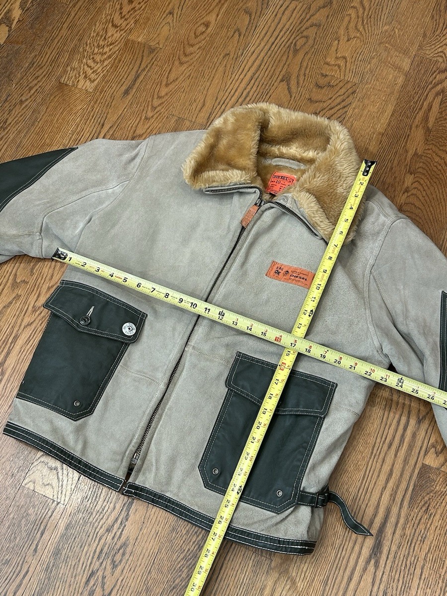 Vintage Diesel Cowhide Deck Jacket Fur Lined RARE Archive Y2K