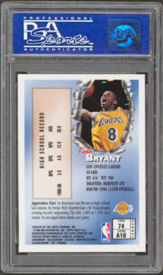 Lakers Kobe Bryant 1996 Topps Finest #74 w/ Coating Rookie Card 10