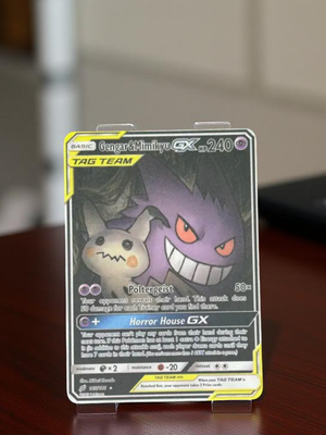 Gengar & Mimikyu GX Gold Metal Card | Pokémon Rare Collectible