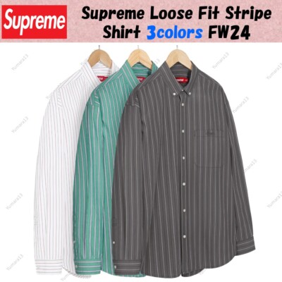 Supreme Loose Fit Stripe Shirt 3colors Charcoal White Green FW24