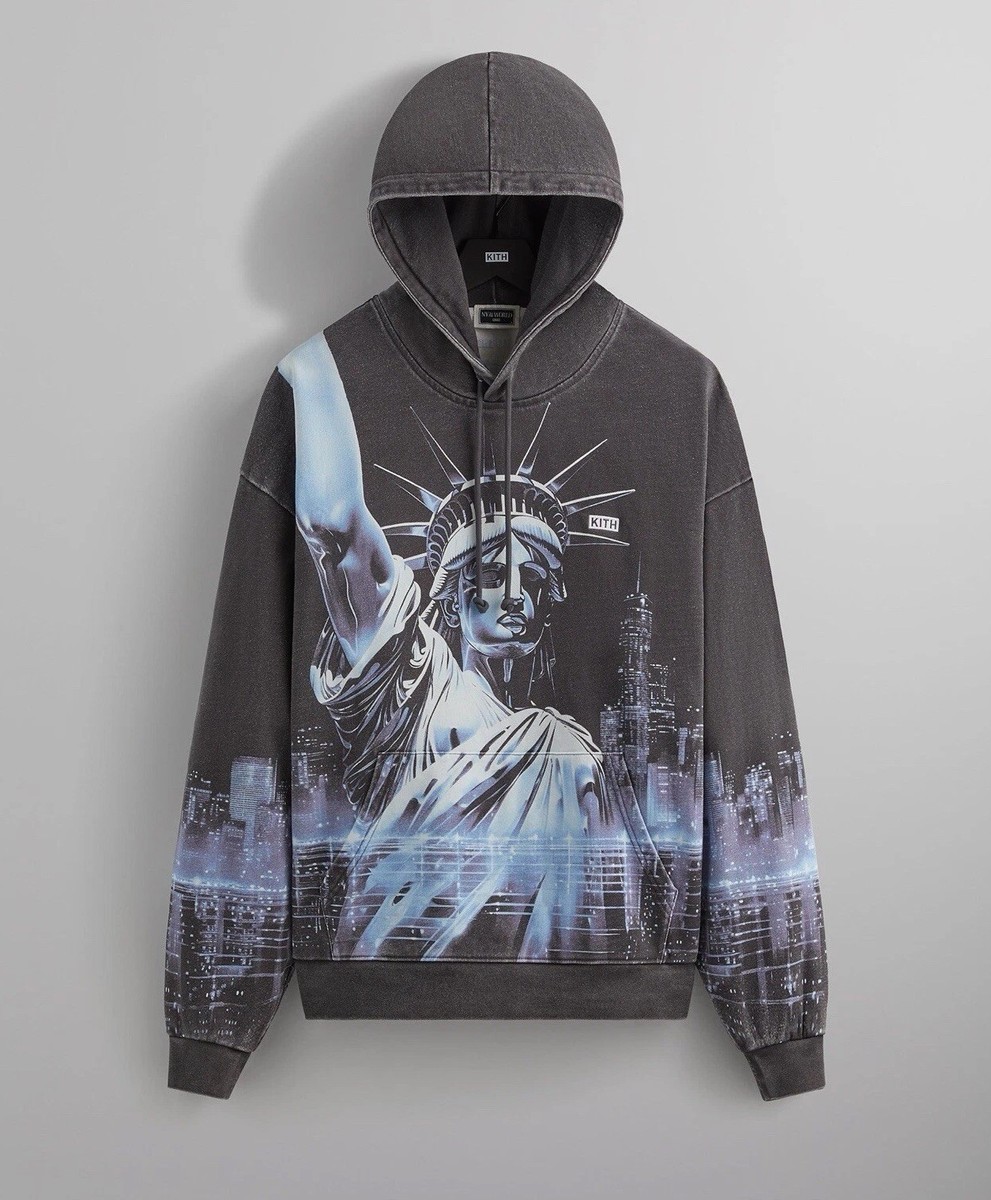 Kith NY to the World Neon Liberty Vintage Nelson Hoodie in Black