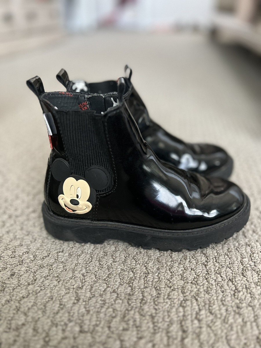ZARA Girl's Mickey Mouse Disney Combat Boots Black/ EU 34 - US 2.5