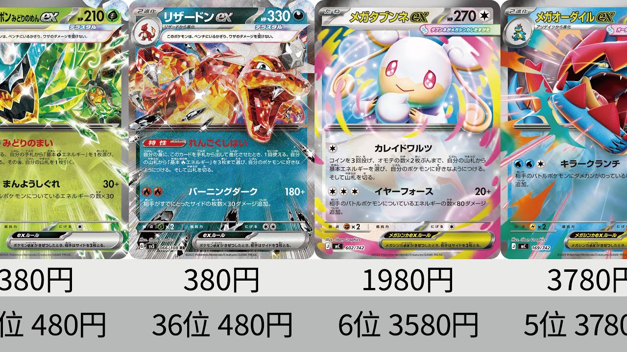ポケカ】メガタブンネ暴騰！ポケモンex全種 最新高額カードランキング
