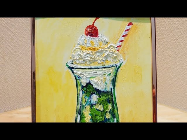 クリームソーダ】 #油彩画 #芸術 #油絵 #絵 #アート #oilpainting #oil