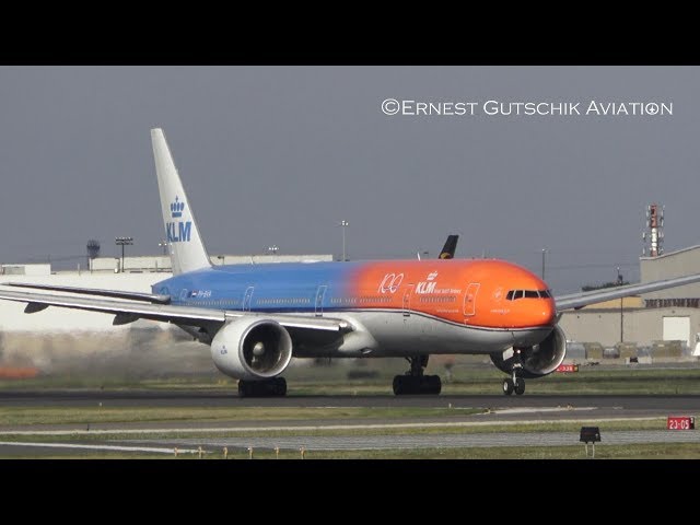 KLM Orange Pride 100 Titles Boeing 777-300ER Landing and Departing