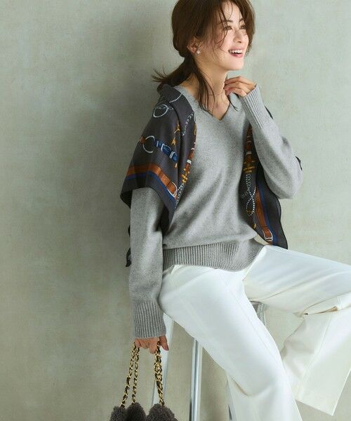 見上愛さんコラボカラー/VERY・GISELe掲載】カシミヤブレンド Vネック