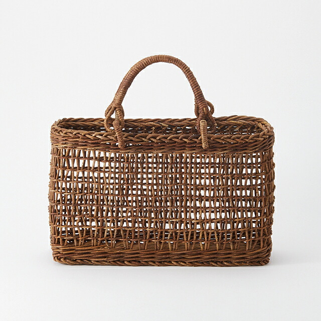 楽天市場】透かし編みあけび籠(国産材/横長/中サイズ/リング取手)(約