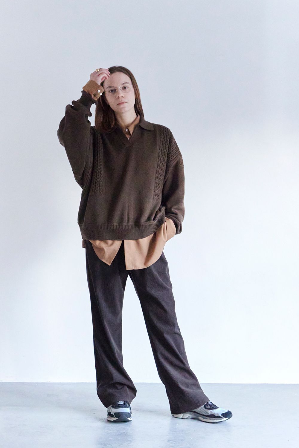 YASHIKI - 【ラスト1点】【24AW】Hatsuyuki Skipper Knit(BROWN) | Salty