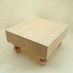 木製囲碁盤 新かや4寸足付一枚板碁盤 竹 碁盤、碁石、囲碁セット