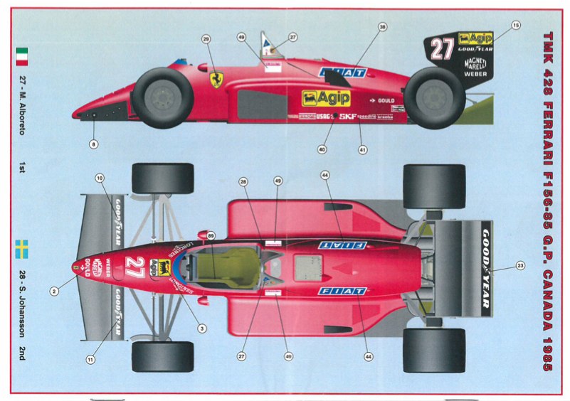 タメオ 1/43 メタルキット フェラーリ 156/85 カナダGP 1985 Winner