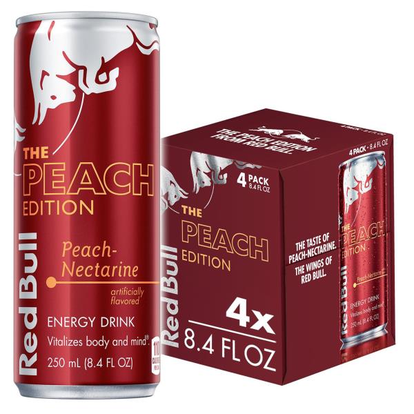 Red Bull Peach Edition Energy Drink Peach Nectarine, 80mg Caffeine