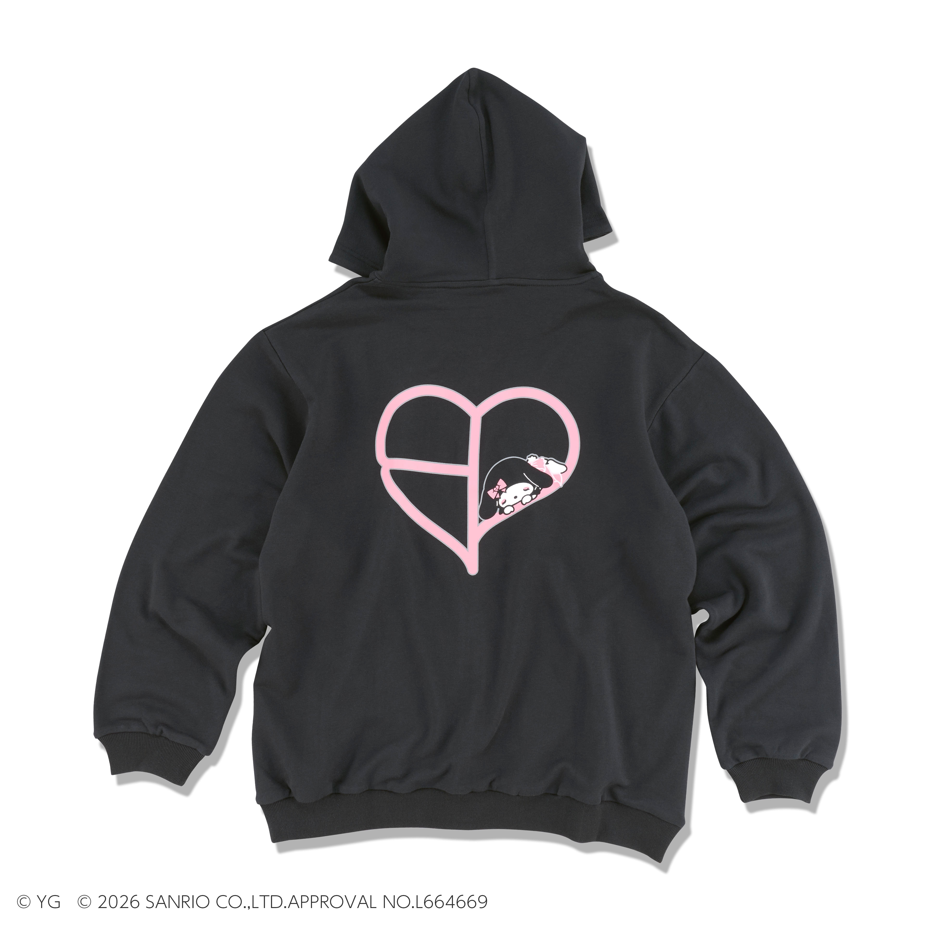 マイメロディ】ZIP-UPフーディー HEART LOGO (BLACK)