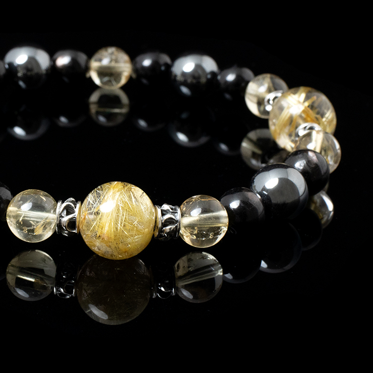 X.G 一点もの】タイチンルチルクォーツ デザインブレスレット【鑑別書