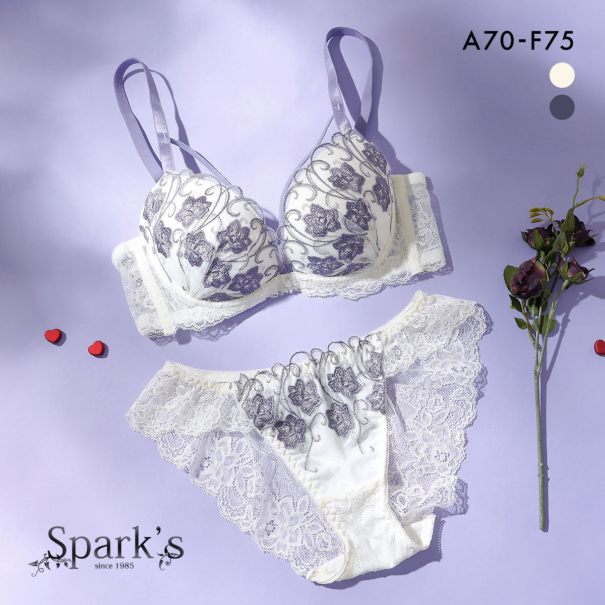 スパークス バイカラーフラワーコード ブラジャー ショーツ セット