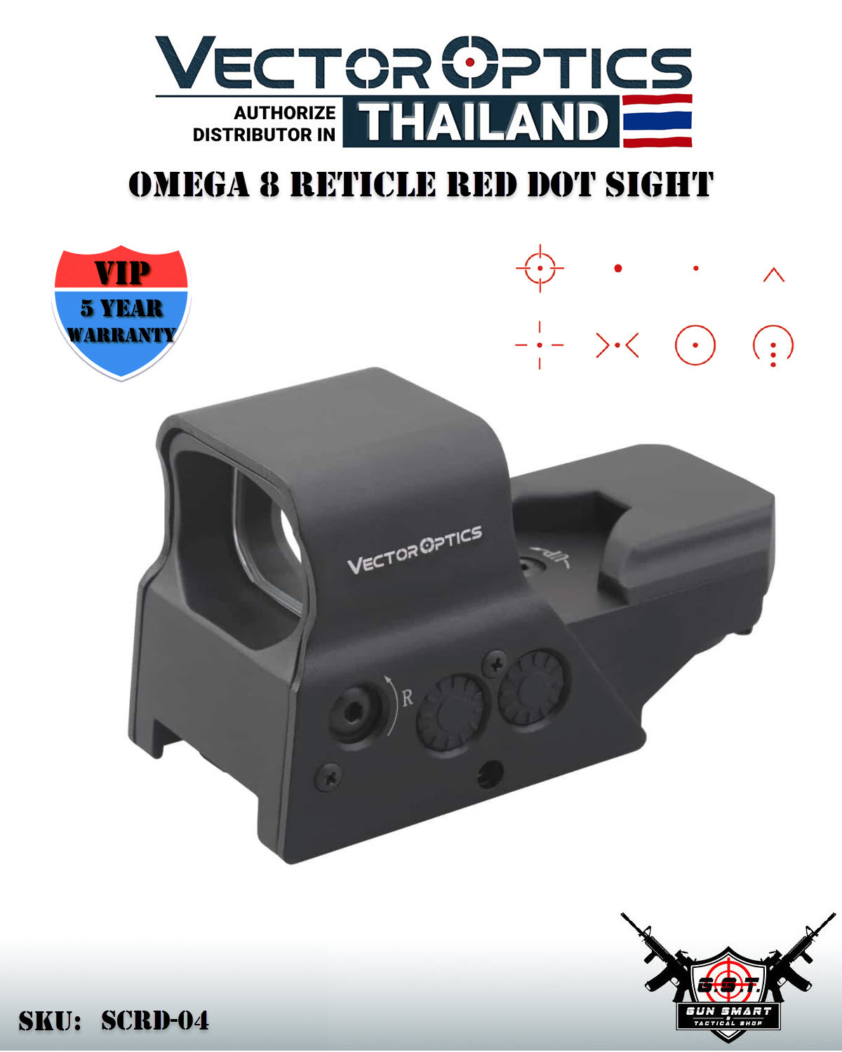 OMEGA 8 RETICLE RED DOT SIGHT - VectorOpticsThailand