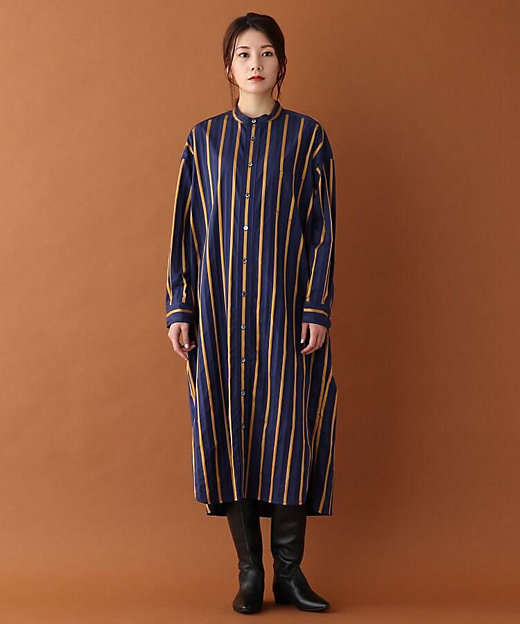 TICCA（ティッカ）ノーカラーシャツワンピース