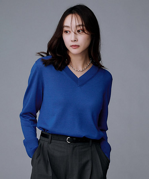 洗える／きれいめ】Vネックプルオーバーニット（2002505983