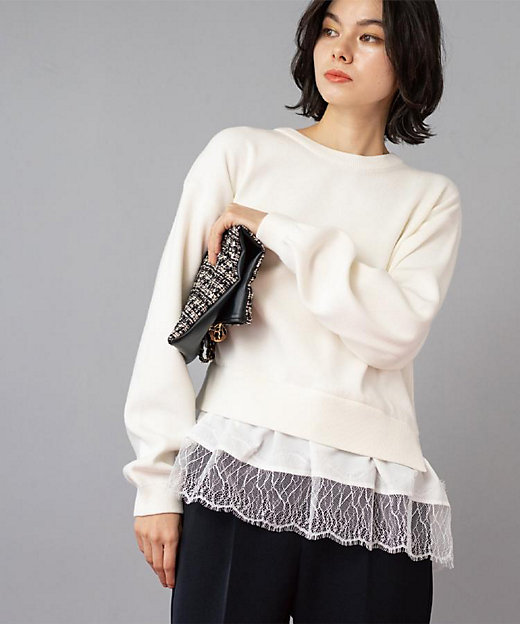 裾レースドッキングニット（2002592286） | OPAQUE.CLIP