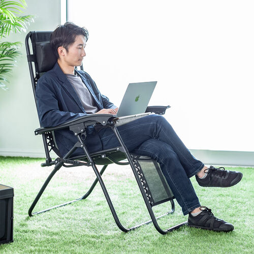 リクライニングチェア 無重力チェア 折りたたみ式 ブラック 150