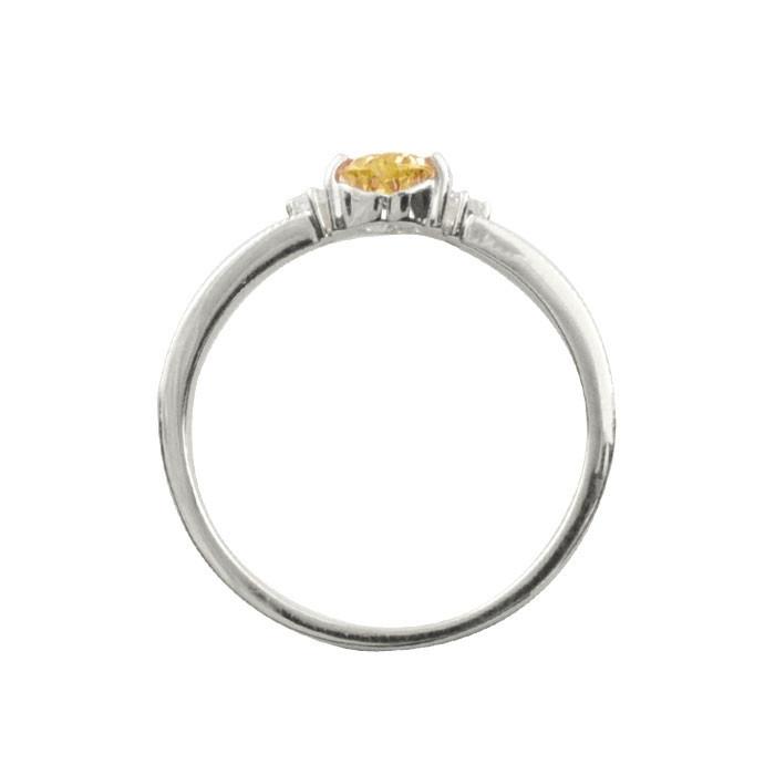 リングダイヤモンド プラチナ ハート 指輪 シトリン ハートモチーフ