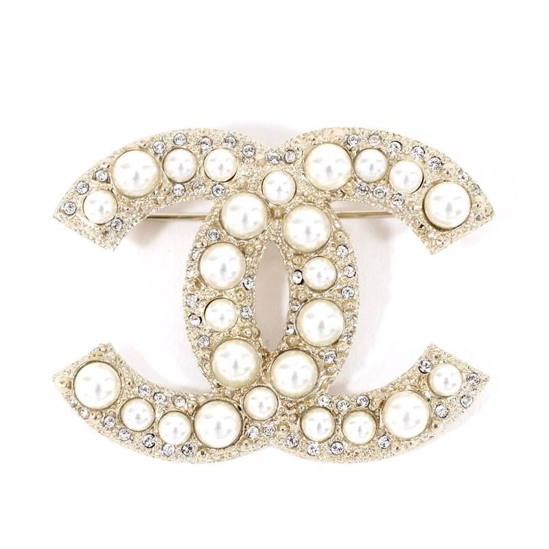 CHANEL（シャネル） ブローチ メタル、ストラス&コスチュームパール