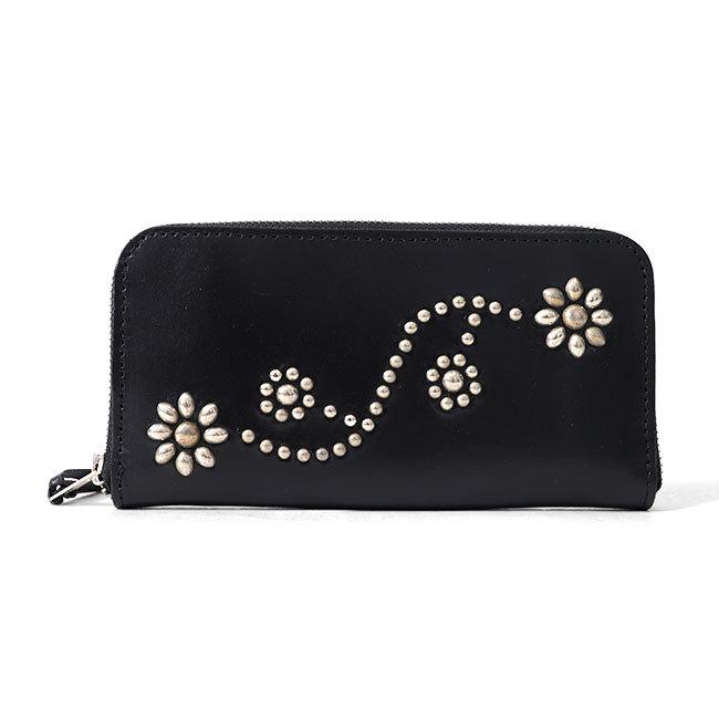 HTC エイチティーシー スタッズ ラウンドファスナー レザー長財布 24