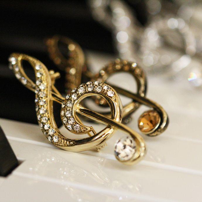 SWAROVSKI（スワロフスキー） ブローチ ト音記号 音符 音楽