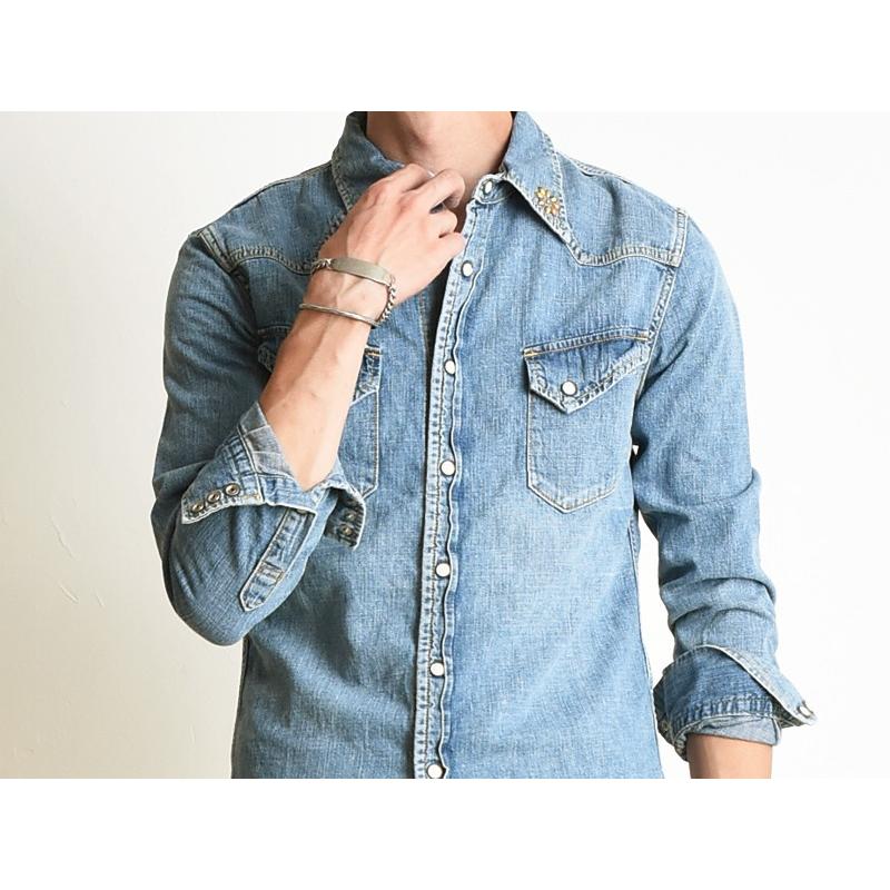 REMI RELIEF（レミ レリーフ） デニムウエスタンシャツ（花スタッズ