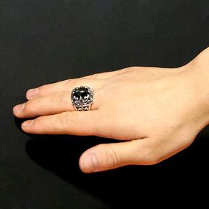 シルバーリング メンズ ブラックスター ブラックジルコニア 17-23号