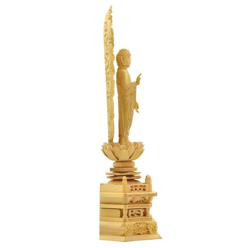 福和屋 仏像 浄土宗 時宗 阿弥陀如来 立像 柘植六角台座 舟型唐草光背