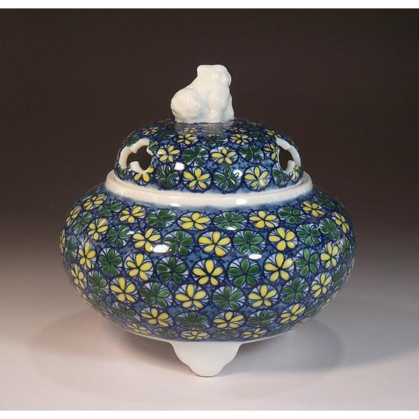 有田焼 染錦小花文様香炉｜陶芸作家 藤井錦彩 作 : 有田焼 藤井錦彩窯