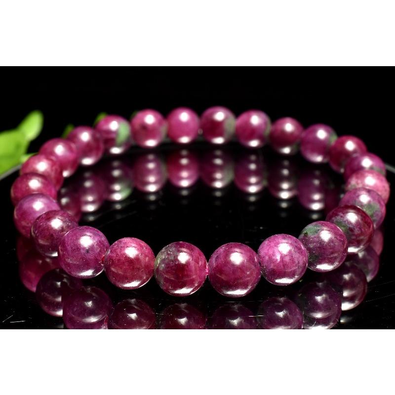 1点物】高品質◇勝利の石 ルビーインゾイサイト 7.5mm ブレスレット