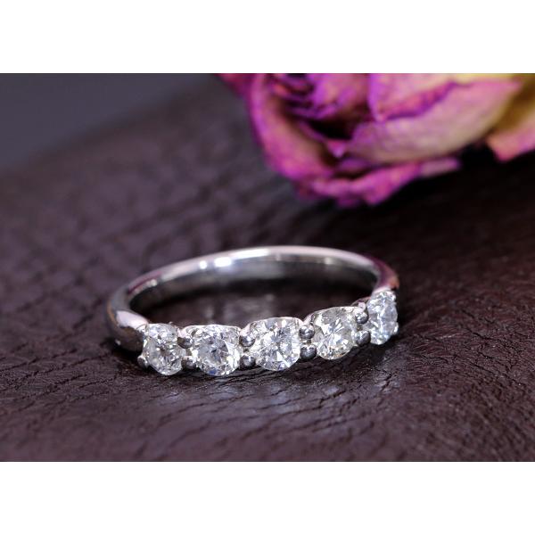 ダイヤモンド 1.0カラット 一文字 リング/指輪 K18 18金 PT プラチナ