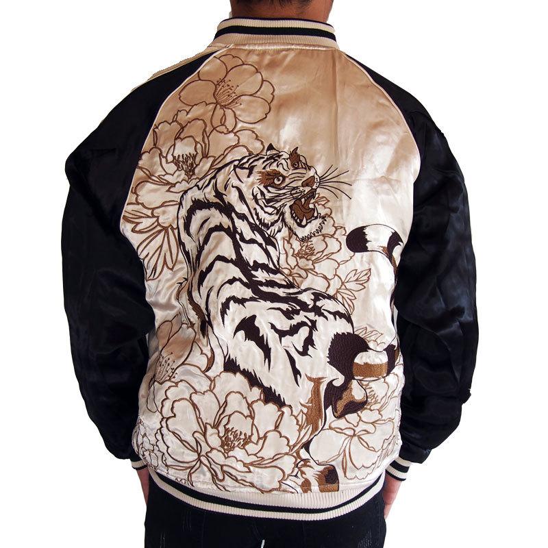 絡繰魂 スカジャン メンズ 龍虎 刺繍スカジャン 粋 リバーシブル 和柄
