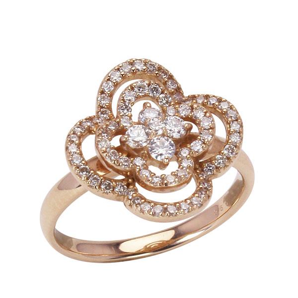 ダイヤモンド リング k18 ピンクゴールド 18金 0.50ct フラワー
