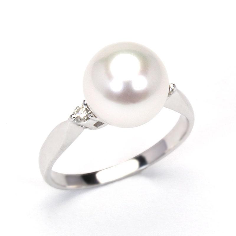 パール リング 普段使い プラチナ pt950 真珠指輪 本真珠 ダイヤモンド