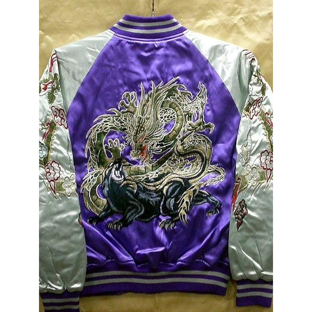 スカジャン 龍と黒豹刺繍 日本製本格刺繍のスカジャン : takafuku1915