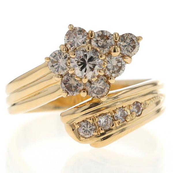 K18YG イエローゴールド リング ダイヤモンド 1.00ct 取り巻き パヴェ