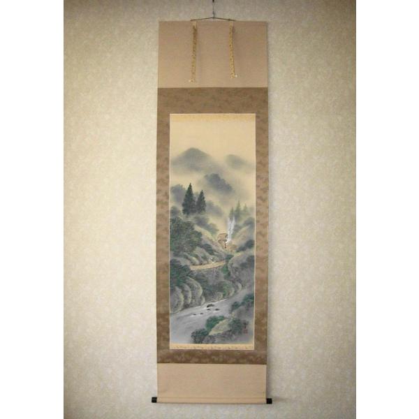 掛け軸 掛軸 彩色山水 川村和香 （真作・新品） : 掛け軸の専門店 香遊