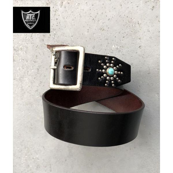 HTC エンドオンリー スタッズベルト ブラック ターコイズ 1.75インチ