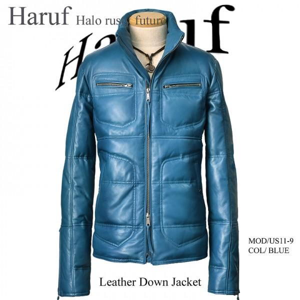 Haruf（ハルフ） レザーダウンジャケット メンズ 本革 革ジャン レザー