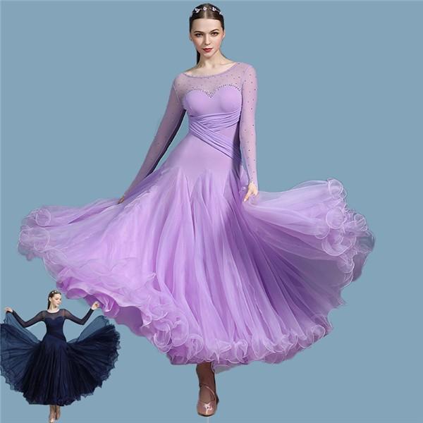 社交ダンス モダンドレス 衣装 ダンス発表会 大きい裾 豪華な社交