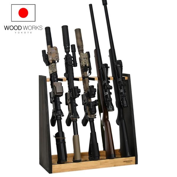 WOODWORKS ガンラック 5丁掛 ( 色：ライトブラウン×ブラックウッド