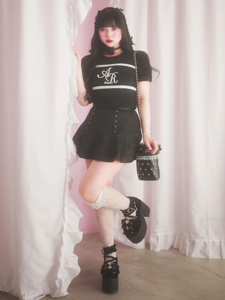 キラキラビジューベロアリボン厚底シューズ - Ank Rouge(アン