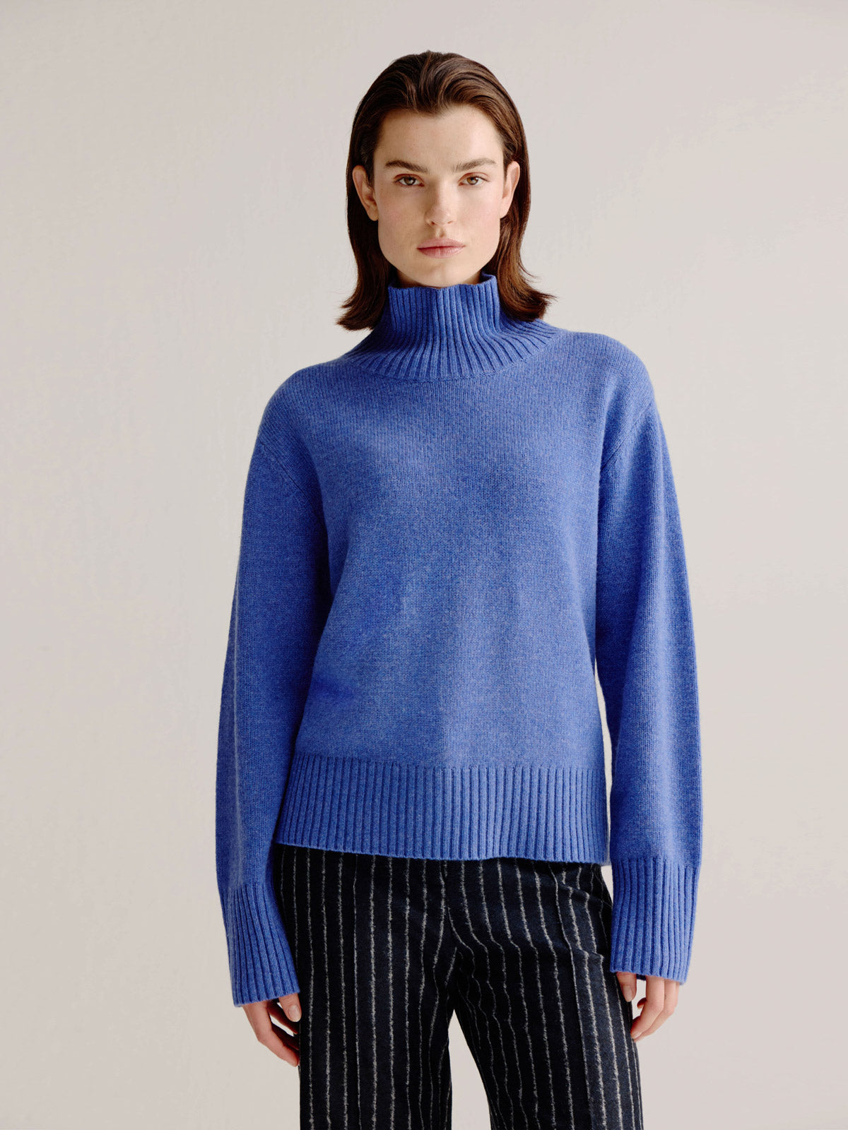 Lena Sweater – Lambswool Sweater with Chunky Turtleneck and Rib