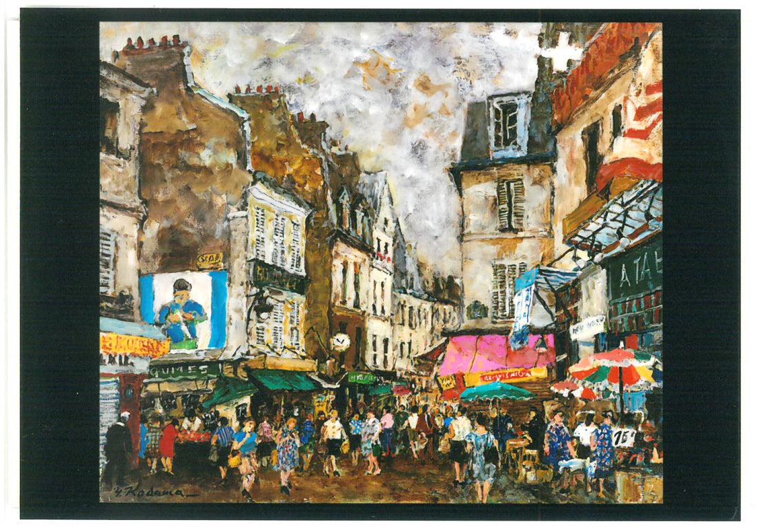 児玉幸雄「パリーの朝市」油絵・F10号 絵画買取・販売の小竹美術