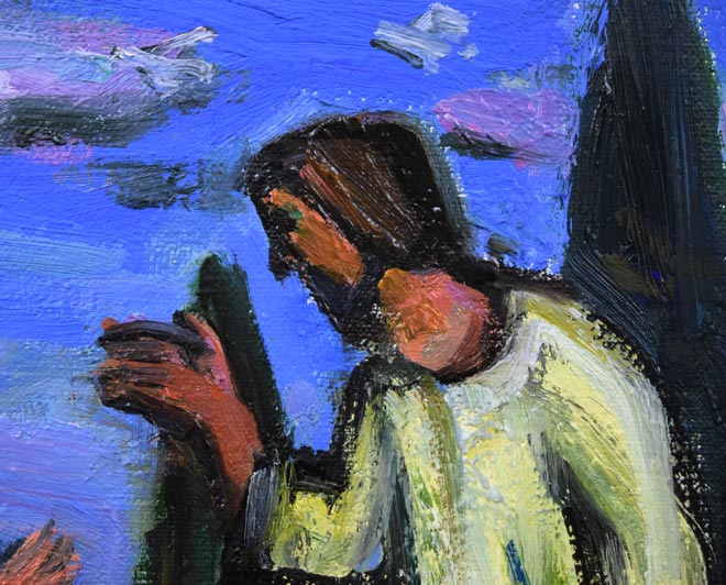 田中忠雄「よみがえり・復活の朝」油絵・F3号 絵画買取・販売の小竹美術