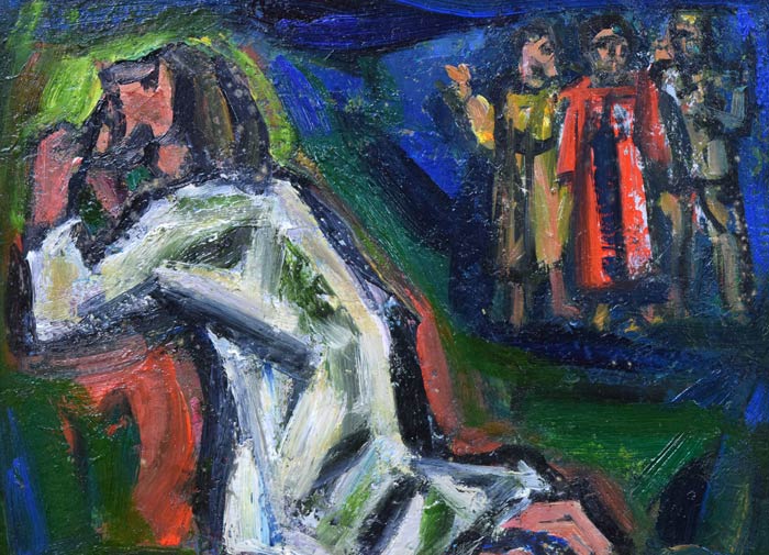 田中忠雄「ゲッセマネの祈り」油絵・F6号 絵画買取・販売の小竹美術