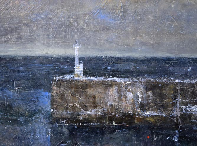 笹山峻弘[俊弘]「日本海冬景」油絵・変形40号 絵画買取・販売の小竹美術